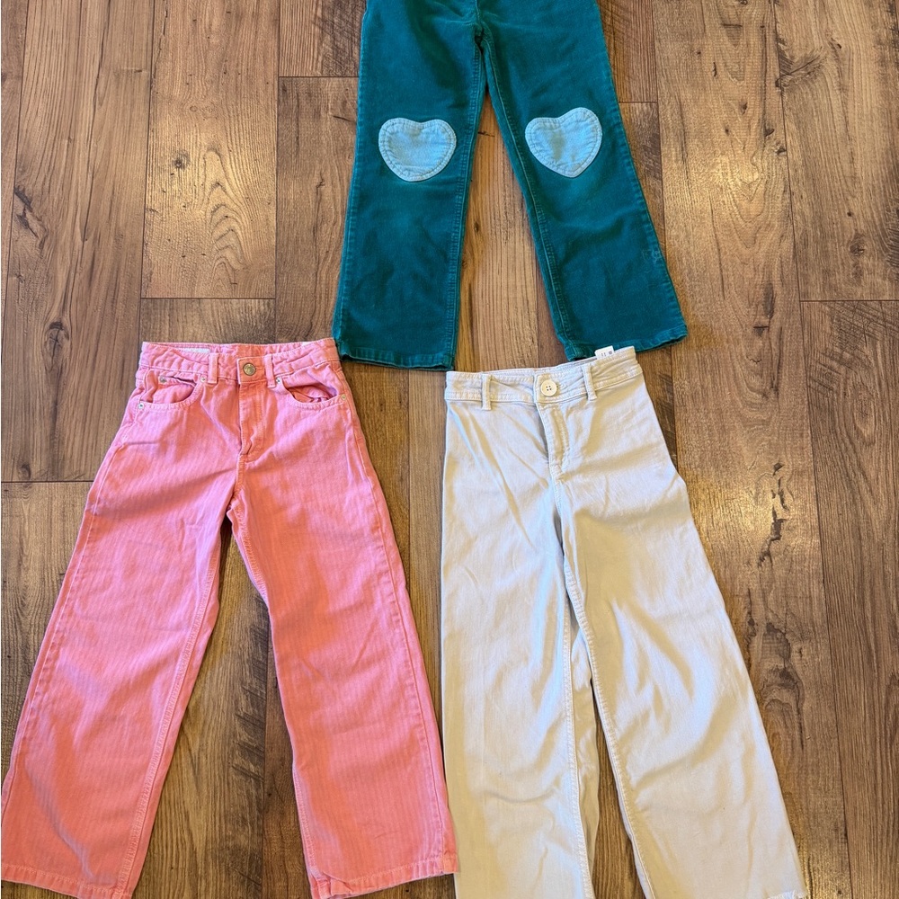 Mini Boden Corduroy Pants| Zara Pink Jeans + Khaki Wide Leg Pants Bundle Sz 8